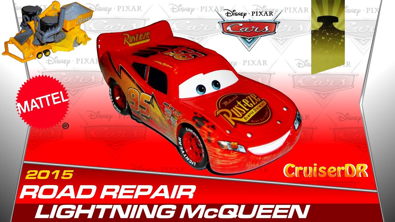 Disney Cars Road Repair Lightning McQueen 2015 DECAST 155 Scale Mattel