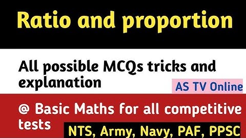 Ratio and proportion mcqs tricks and concepts | Basic maths series Part : 1 | AS TV Online