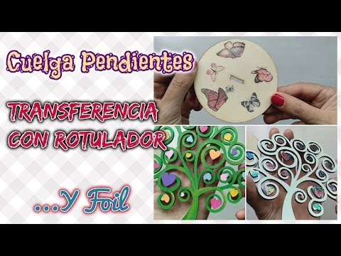 Cómo decorar un cuelga pendientes usando foil y transfer con