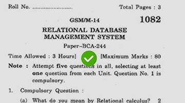 2014 Kuk BCA 4th Sem Relational Database Management System Question Paper