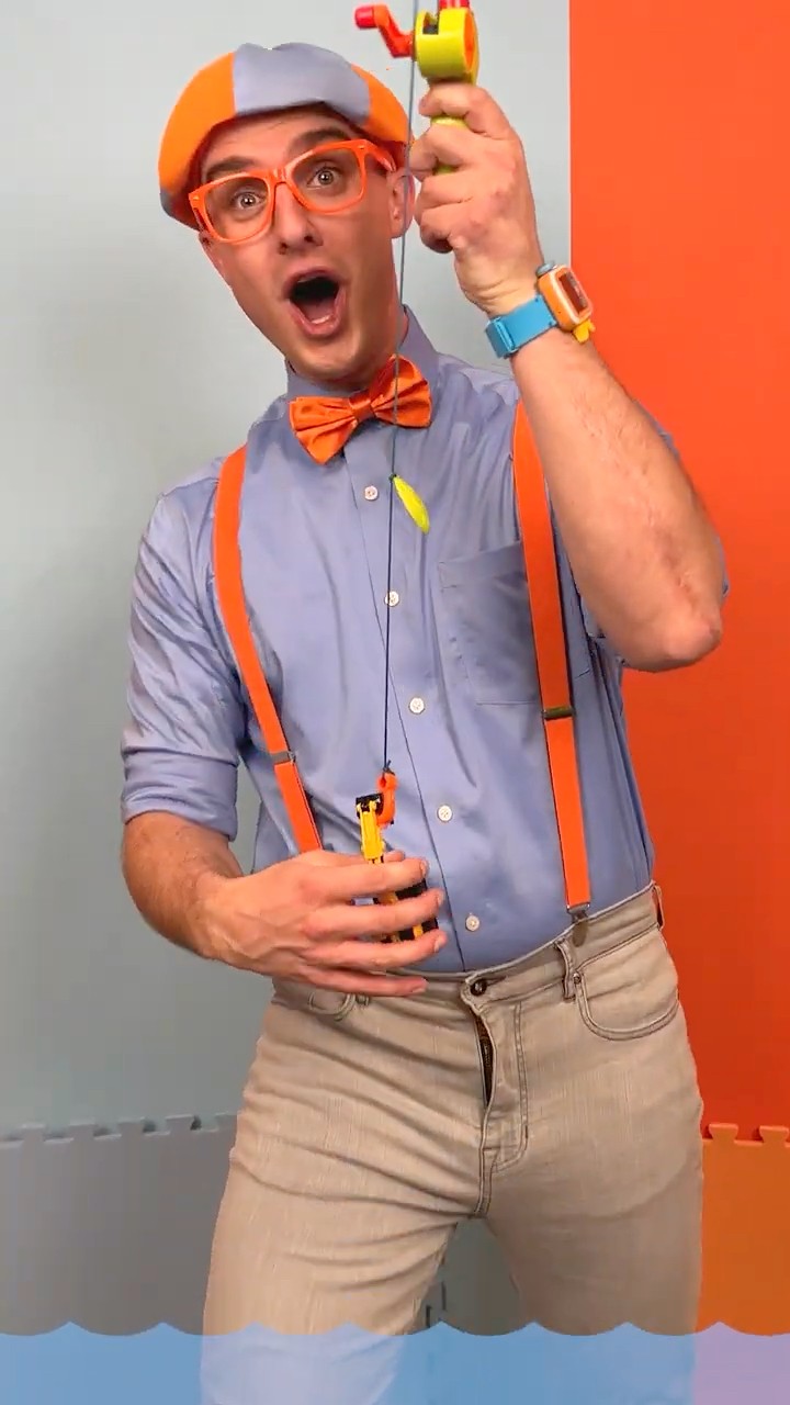 Blippi goes FISHING for Mystery VEHICLES ??!? Which toy will he catch!? #excavator #shorts
