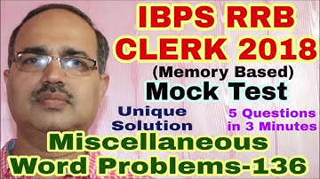 Miscellaneous Questions-136 IBPS RRB Clerk (Memory based) Mock Test