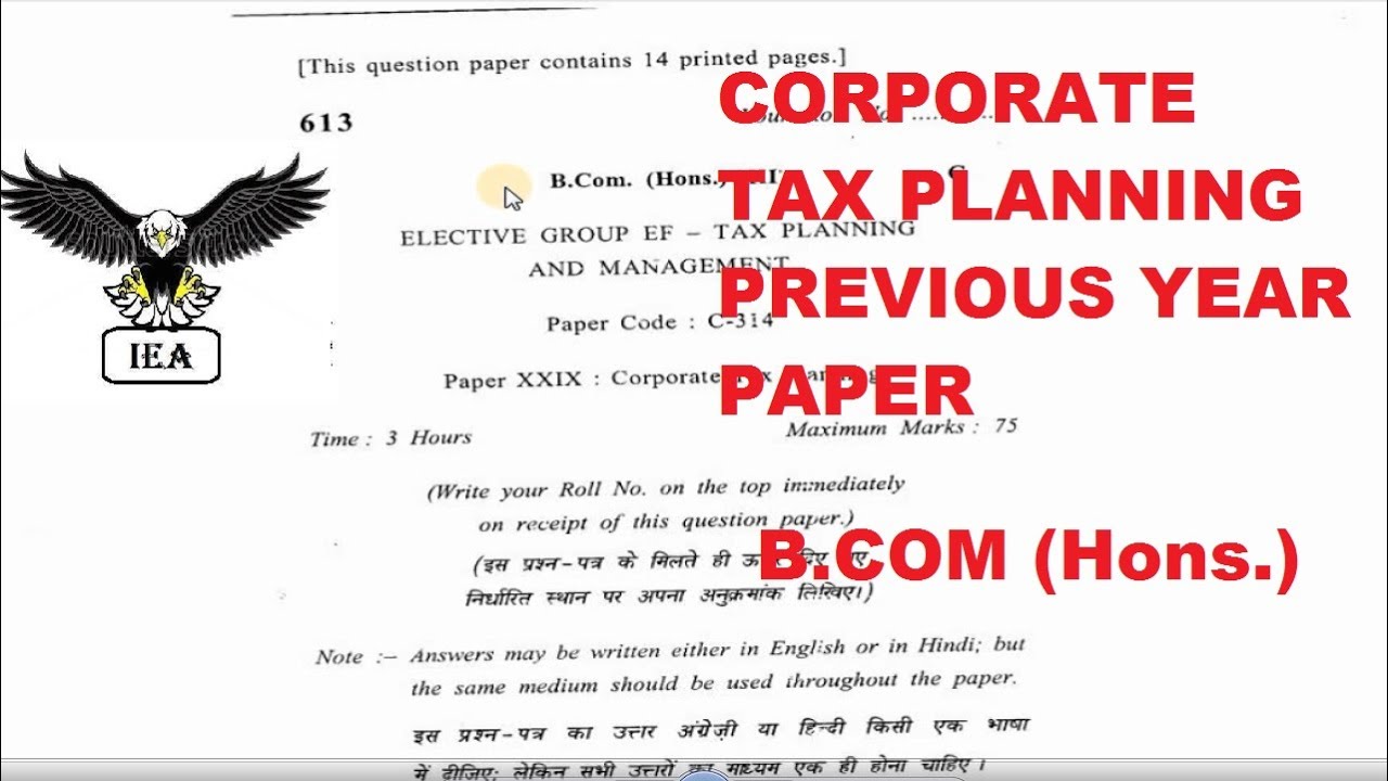 corporate tax planning sol question paper