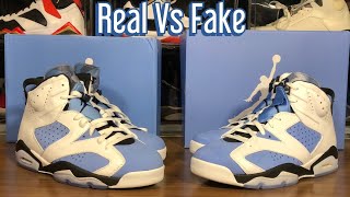 Air Jordan 6 UNC Real Vs Fake Review . With Blacklight and weight comparisons