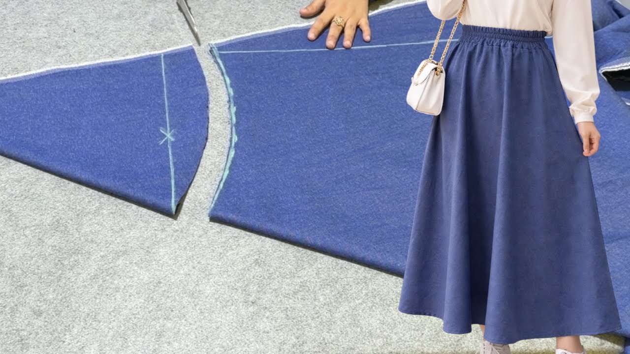 تفصيل وخياطة چيبة كلوش كامل چينز بدون باترون وبأبسط طريقة