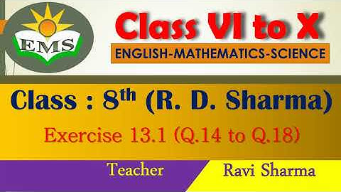 RD Sharma Class 8th Unit 13 Exercise 13.1 from Q. 14 to Q.18