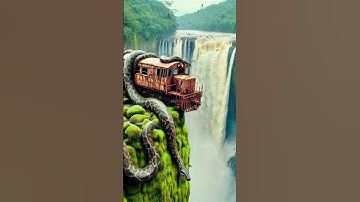 Travel Exploring | Python and Train | Nature Discovery #shorts #waterfall