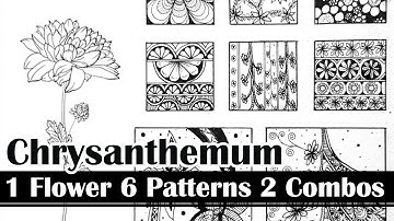 Chrysanthemum Flower Zentangles || 1 Flower 6 Patterns 2 Combinations || Easy Zentangle Art Tutorial
