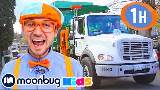 🚛 Caminhões de Lixo e Reciclagem com Blippi! 🚛 | 1 HORA DE BLIPPI! | Moonbug Kids em Português