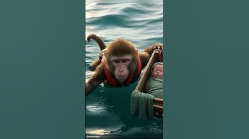 Monkey Save The Baby From River Field😮😱#shorts #monkey #baby #trending #funny #reels #fyp #song #ai