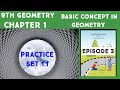 9th Geometry , practice set 1.1, Basic concept in Geometry, episode 3,  in Hindi