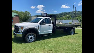 16 Foot Flatbed Dump Ford F550 4x2 std cab walk around Michael Olden of Lee-Smith