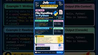 🐍 Day 14/25 – File Handling in Python | Read & Write Files 🚀 | Jobnexi