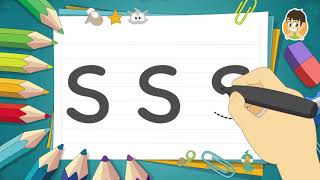 حرف (S) | تعليم كتابة حرف (S) باللغة الإنجليزية للاطفال - تعلم الحروف الإنجليزية مع زكريا