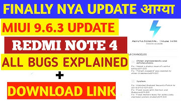 REDMI NOTE 4 MIUI 9.6.3 UPDATE➡️ALL BUGS EXPLAINED IN HINDI]