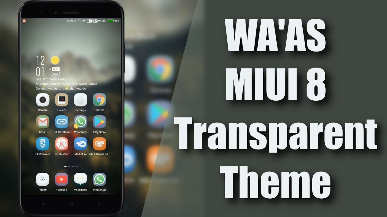Wa As Miui 8 Miui 9 Transparent Theme Youtube