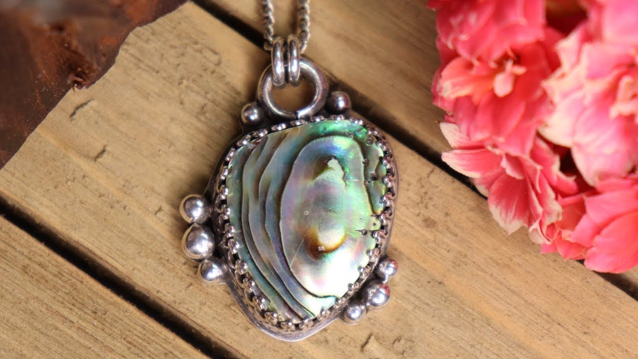 Making a silver and abalone shell necklace - YouTube