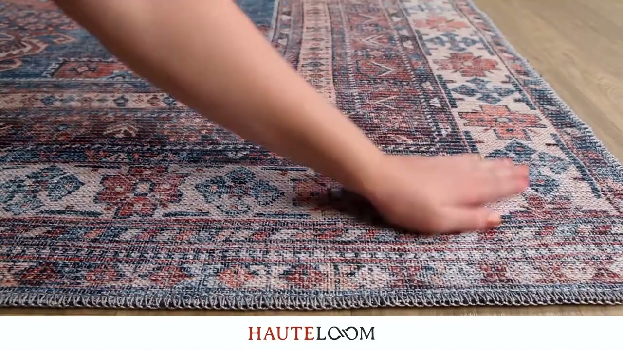 Baltinglass Rust & Blue Washable Area Rug