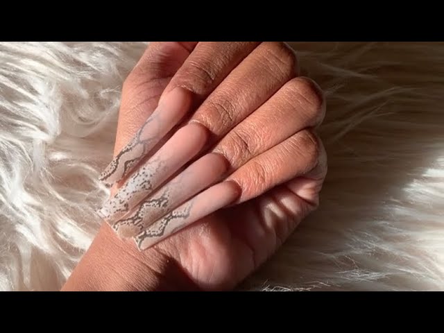 Straight XL Snake Skin acrylic nails | Snake skin nails, Long acrylic nails  coffin, Long acrylic nails