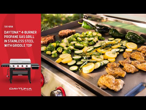 4-Burner Propane Gas Grill in Stainless Steel with Griddle Top