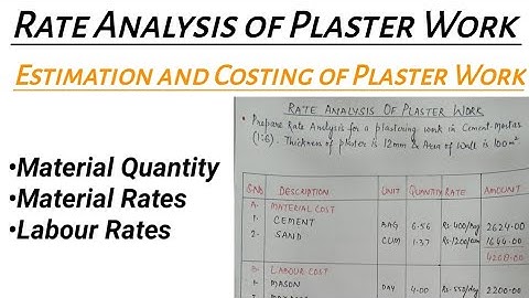 Rate Analysis of Plaster Work | Analysis of Rate for Plaster Work @CivilConstruction
