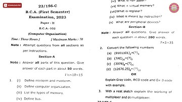 BCA 1ST SEM COMPUTER ORGANIZATION C 2023 | VBSPU