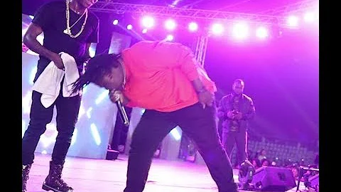 Barrister Son dazzles the Agege crowd as he bows for Small Doctor while singing together