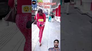 Girl Pants Got Torn When Walking On Streetgirl Change Dress