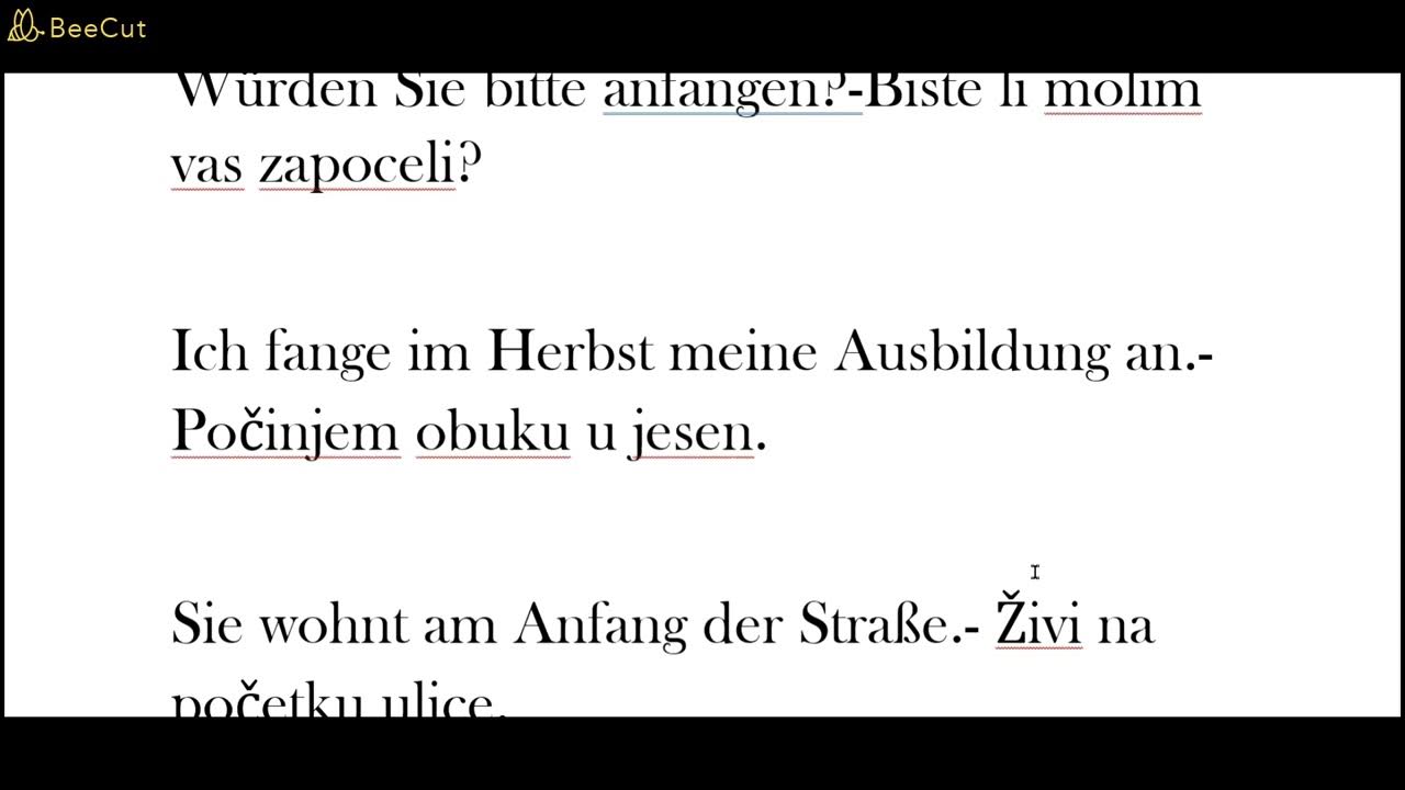 Recenice na njemackom jeziku/Die Sätze auf Niveau A2 auf deutsch dio 1