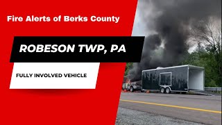 FULLY involved pick-up on Interstate 176 SB MM 8.0 in Robeson Township. #fire #firedepartment