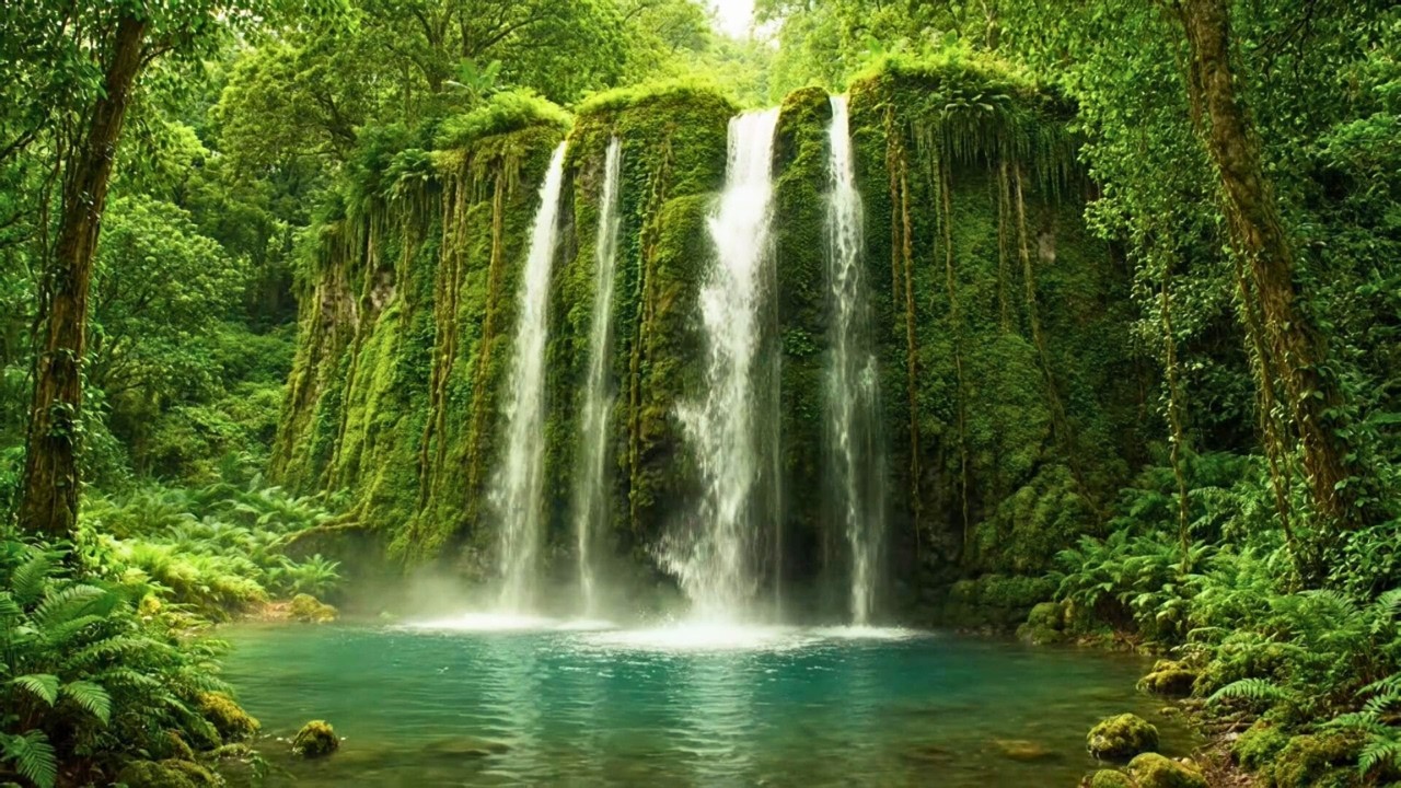 Release Heavy Feelings Sleep Melody by Dark Waterfall Under Cosmic Stars for Calm Heart 🌌💙💧