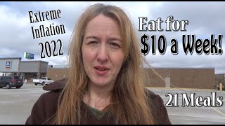 Eat for $10 a Week Inflation 2022! | Aldi Extreme Grocery Budget Challenge | 21 Meals for $10