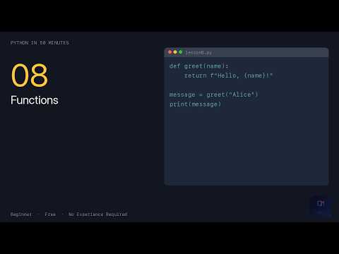 Python Basics in 50 Minutes — Functions (Lesson 8)