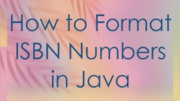How to Format ISBN Numbers in Java
