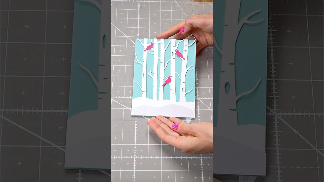 🎄Creating a Christmas card design inspired by cardinal birds! #paperart#christmascard#cricutproject