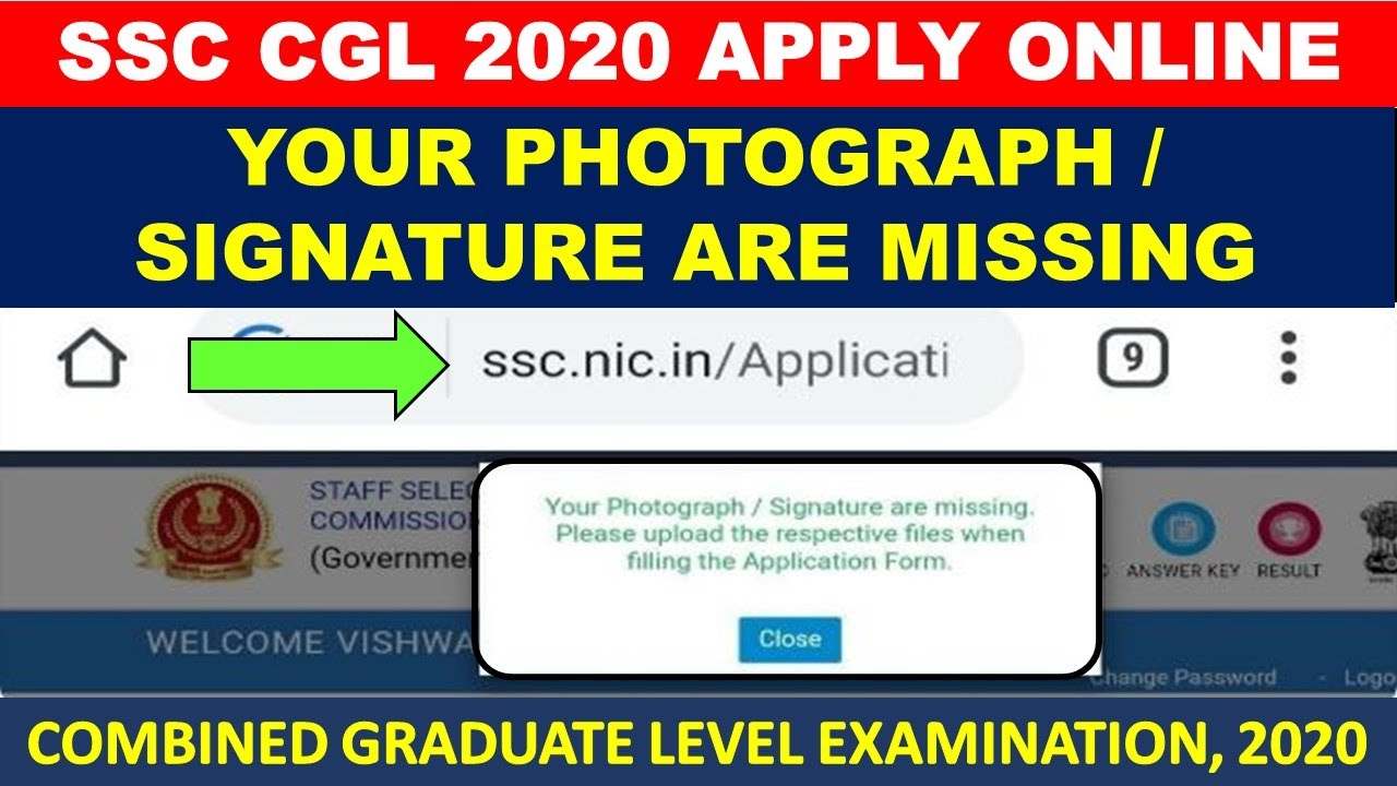 SSC CGL YOUR PHOTOGRAPH AND SIGNATURE ARE MISSING ERROR PHOTO EDITING