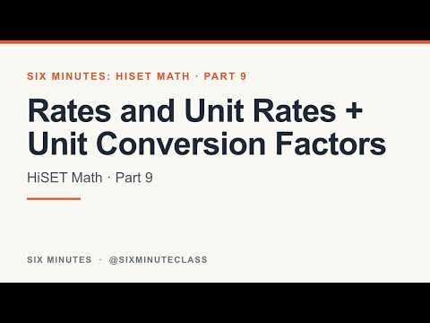 Rates and Unit Rates and Unit Conversion Factors | Six Minutes: HiSET Math, Part 9