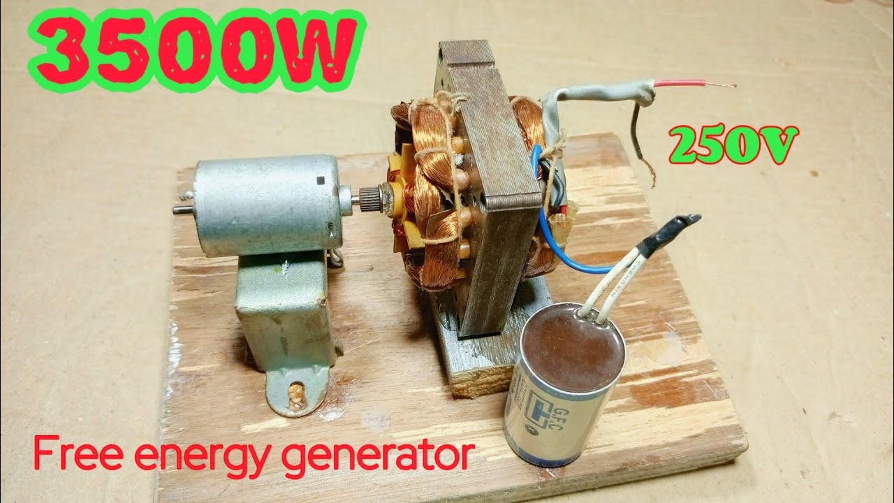 How to make free energy generator with DC Motor to AC generate 250v ...