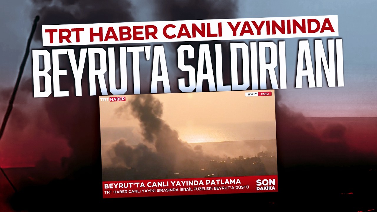 TRT Haber canlı yayını sırasında işgalci İsrail füzeleri Beyrut'a düştü