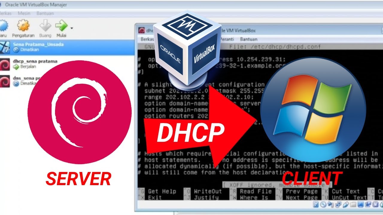 Tutorial Konfigurasi DHCP Server Linux Debian di Virtual Box - YouTube