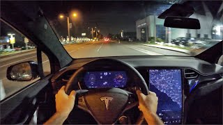 2020 Tesla Model X Performance POV Night Drive w/Ludicrous Mode (ASMR)