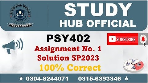 PSY402 Assignment 1 Solution Spring 2023, PSY402 Assignment 1 solution 2023, PSY402 assig 1 solution
