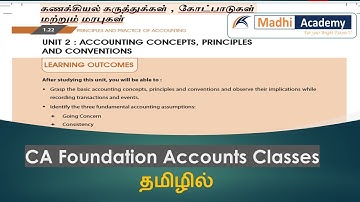 Accounting Concepts , Principles & Conventions in Tamil for CA Foundation Accounts Chapter 1 Unit 2