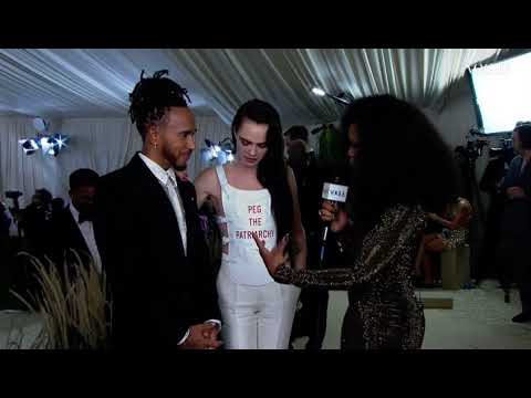 lewis hamilton with cara delevingne at the met gala 2021