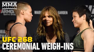 Rose Namajunas vs. Zhang Weili 2 Weigh-In Staredown With Halle Berry | UFC 268 | MMA Fighting