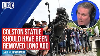 Sir keir starmer has told lbc it was "completely wrong" for protesters
in bristol to rip down a statue of 17th century slave trader. the
memorial edward...