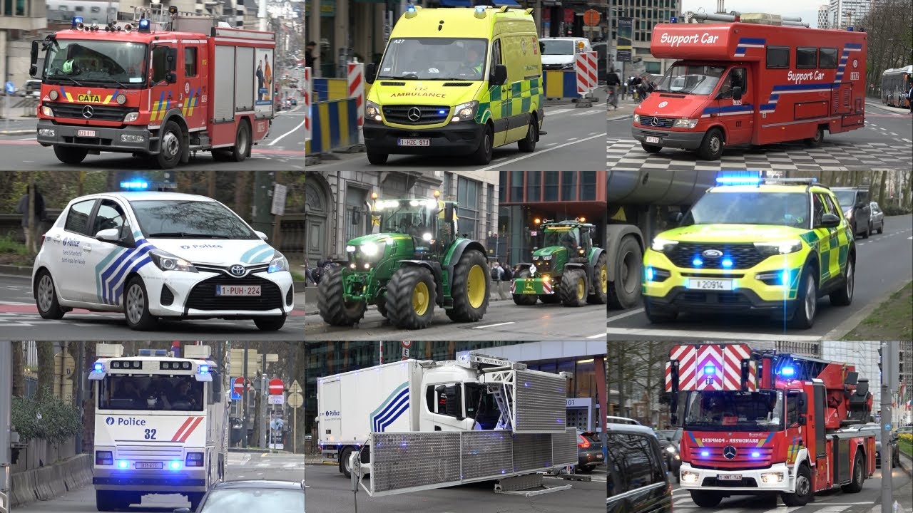 [E-HORN/HEAVY TRAFFIC/CATA-AUTOPOMPEN] Vele Hulpdiensten met spoed tijdens Boerenprotest in Brussel!