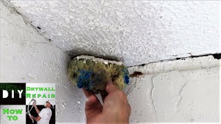 DIY  How to blend popcorn texture with a sponge on a ceiling repair