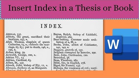 how to insert index at the end of a book or thesis|How to create index in Thesis| Index in Word