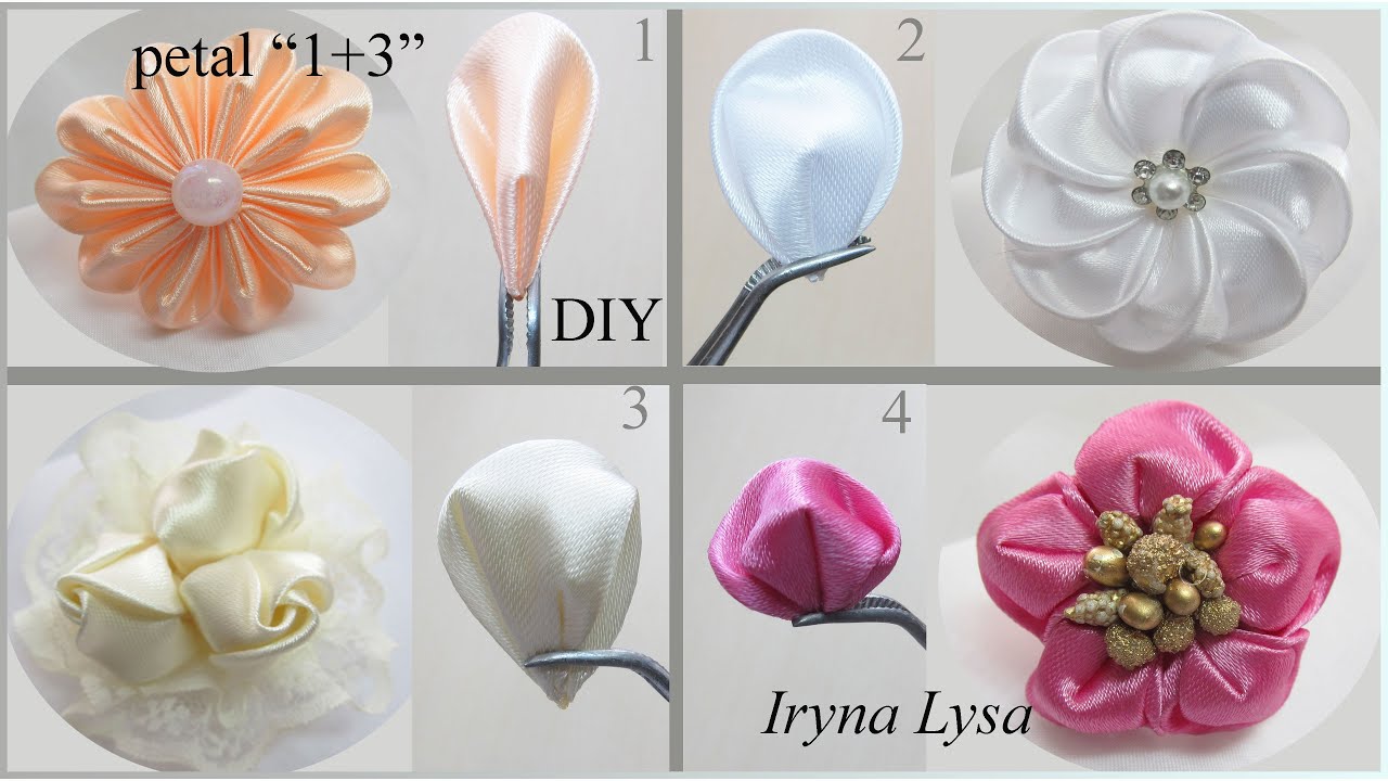 Kanzashi petals, tutorial, part 2 YouTube